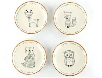 CreaTable Freunde des Waldes Tellerset, 4-tlg., 21cm, Steinzeug, bunt