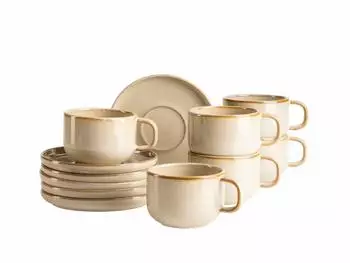 Mäser Cordelia Kaffeetassen-Set, Steinzeug, beige, 12-tlg. (935454)