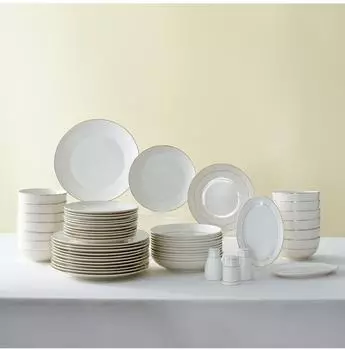 Karaca Elegance Bone Mandarin Geschirrset, 53-teilig, 12 Personen, gold (1000132616001)