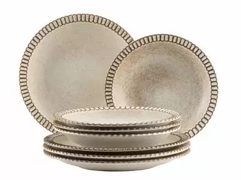 M&auml;ser Ida Teller-Set 8-tlg., Steinzeug, beige