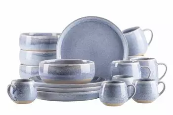 Mäser Aquata Frühstücksset 16-tlg. für 4 Personen, Steinzeug, blau (935620)