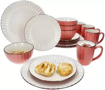 M&auml;ser OSITA Kombiservice 16-tlg. Steingut, rosa & cremefarben, 4 Personen