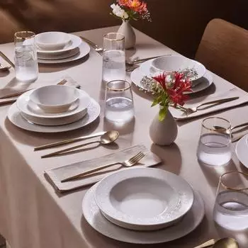 Karaca New Dome Tafelservice 24-teilig, Bone China, weiß (1000202144001)