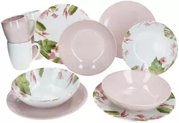 M&auml;ser Ossia Fr&uuml;hst&uuml;cksset 12-tlg. "Exotic Tearose" rosa, Steingut
