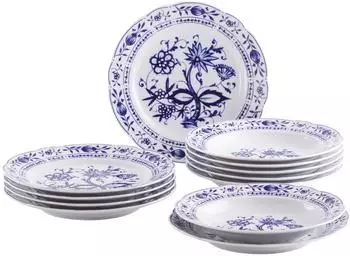Kahla Rosella Tafelservice 12-teilig, Zwiebelmuster, Porzellan