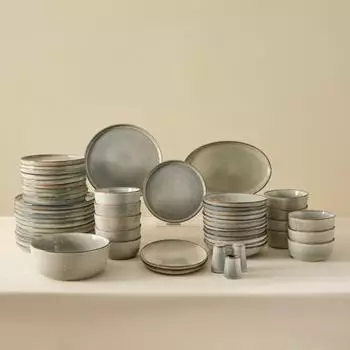 Karaca Earth Collection Skal Geschirrset 55-teilig, Steinzeug, grau (000001000187458001)