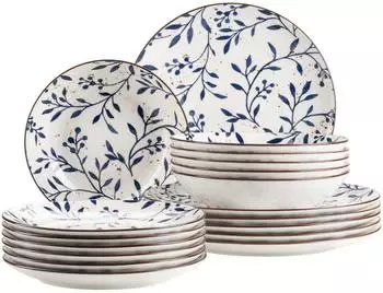 Mäser Olive Geschirrset Porzellan, 18-tlg., blau