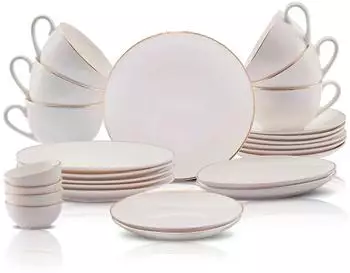 Karaca Marcelo Fr&uuml;hst&uuml;cksset 26-teilig, 6 Personen, Bone, gold (153.09.01.3360)