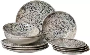 Ritzenhoff & Breker Luigi Teller-Set, Steinzeug, mehrfarbig, 12-teilig (438550)