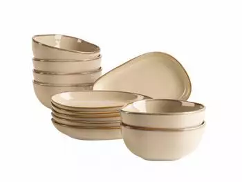 Mäser Cordelia Snacking-Set, Steinzeug, beige, 12-tlg. (935452)
