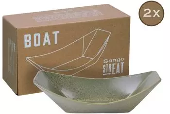 CreaTable Streat Boat Geschirrset 2-teilig, Steinzeug, grün (33976)