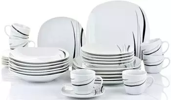 Retsch-Arzberg Cosmos Kombiservice 30-teilig, 6 Personen, Porzellan, grau/schwarz