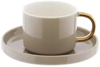 Mulex Mokkatassen-Set 12-tlg. Porzellan taupe/gold 90ml (MX-105RG)
