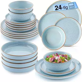 Sänger Rio Lagune Tafelservice 24-teilig, Steingut, blau (800000933436)