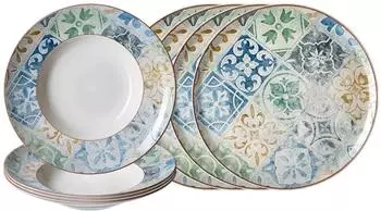 Ritzenhoff & Breker Roma Antica Pizza & Pasta Set, Steinzeug, grün, 8-teilig