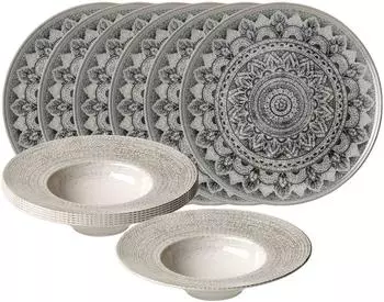 Ritzenhoff & Breker Rimini Mandala Gourmet-Set 12-teilig, Steinzeug, grau