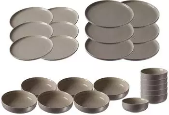 Ritzenhoff & Breker Jasper Teller & Schalenset 24-tlg., Keramik, taupe