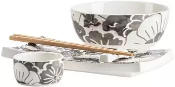 Mäser Tokio Nights Asia-Set Porzellan, 10-teilig, grau/weiß