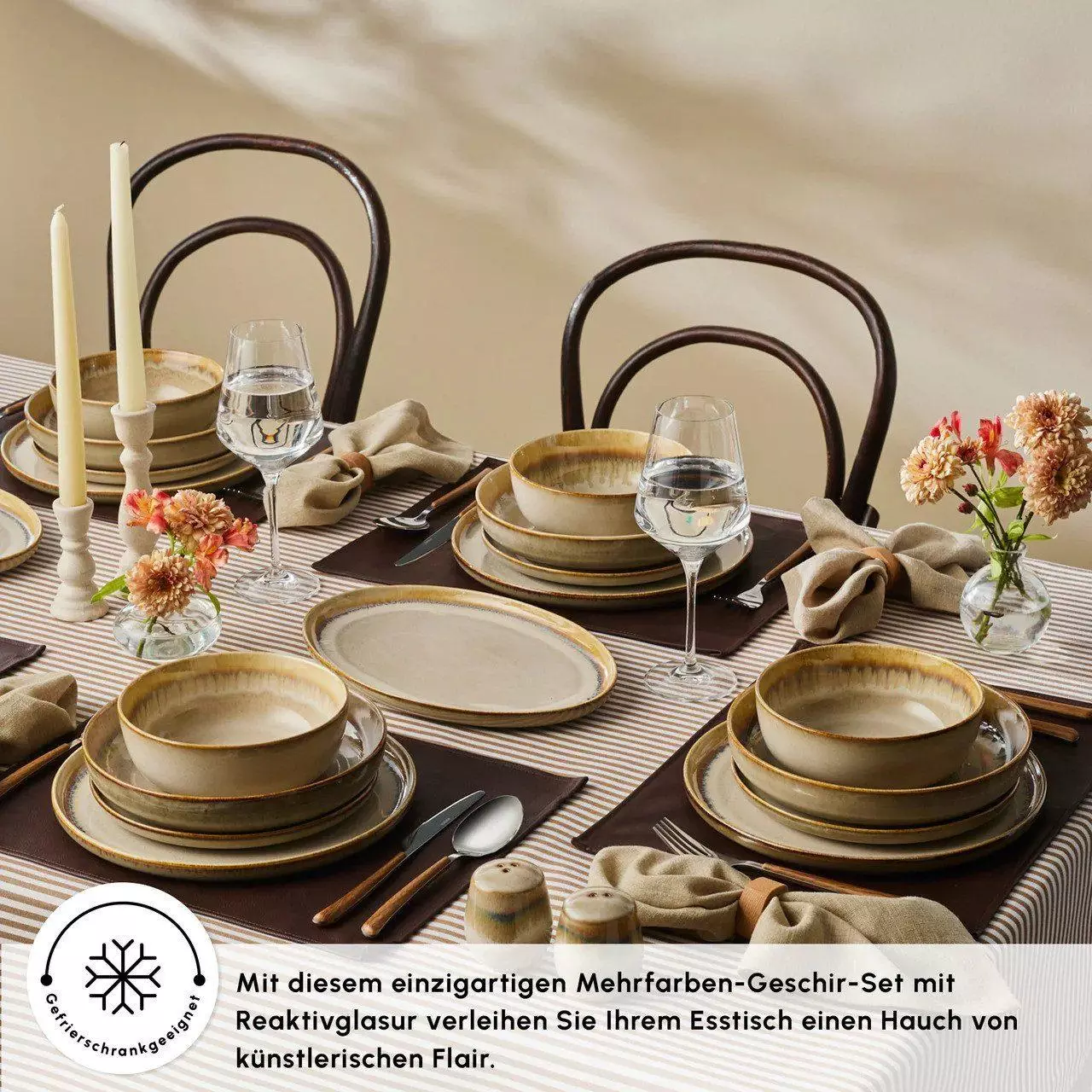 Karaca Earthy Light Reactive Geschirrset, Steinzeug, 52-teilig, 12 Personen (1000155347001) Tafelservice ab 359,97€