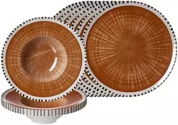 Ritzenhoff & Breker Natura Pizza- und Pasta-Set, Steinzeug, braun, 12-teilig