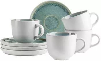 Mäser Elea Kaffeeservice 8-tlg., 260ml, Steinzeug, grün/weiß