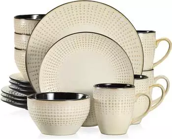 LuxusKollektion Guto Kombiservice Steinzeug, 16-teilig, beige (Guto-beige)