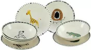 CreaTable Safari Bunt Geschirrset 8-tlg., 4 Personen, Steinzeug (24863)