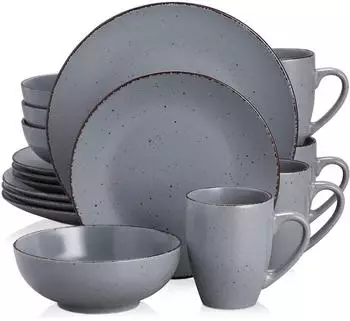 Vancasso Tafelservice Steingut 16-teilig, vintage, grau