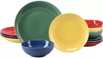CreaTable Joy Tellerset, Steinzeug, bunt, 12-tlg. (25284)