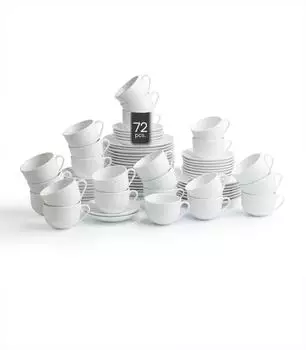 Home4You Kaffeeservice 36-tlg. 12 Personen Wei&szlig; Porzellan