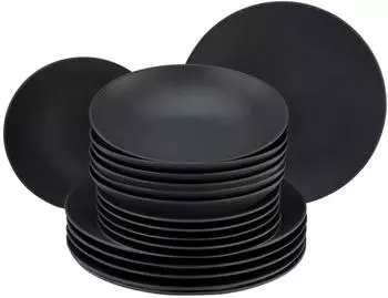 CreaTable Soft Touch Black Geschirrset 18-tlg. f&uuml;r 6 Personen, Steinzeug (23195)