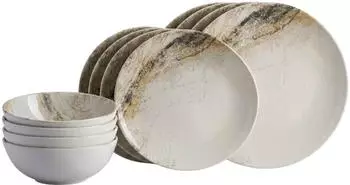 Ritzenhoff & Breker Arezzo Basic-Set, Kombiservice 12-teilig, braun, Steinzeug