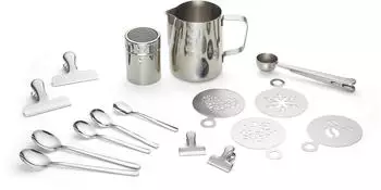 Echtwerk Barista Kaffeezubeh&ouml;r-Set 23-teilig, Edelstahl, Milchschaumk&auml;nnchen 600ml