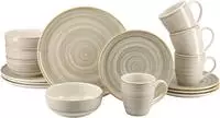 CreaTable Kombiservice "Caoba, Geschirr-Set, 16-tlg." Robustes Steingut,