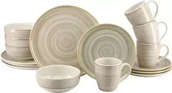 CreaTable Caoba Sand Kombiservice 4 Personen Beige/Wei&szlig;