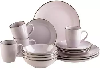 Mäser Metallic Rim Kombiservice Steinzeug lavendel, 16-tlg. (21414002-0)