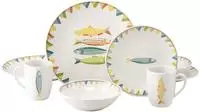 CreaTable Kombiservice "Sardinhas, Geschirr-Set, 8-tlg." Hochwertiges Steinzeug,