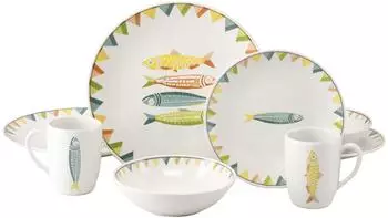 CreaTable Sardinhas Pastell Kombiservice 8-tlg., 2 Personen, Steinzeug (25401)