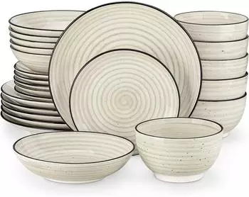 LuxusKollektion Bonbon Tafelservice 24-tlg. Steingut, beige, 6 Personen