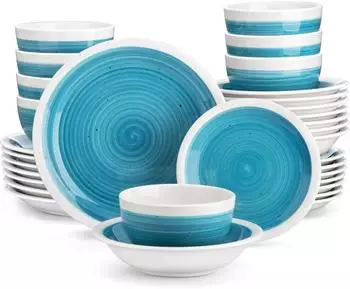 LuxusKollektion Kombiservice Steinzeug 32-teilig, blau