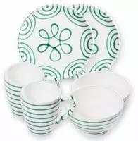 Gmundner Keramik Gr&uuml;ngeflammt, H&uuml;ttenfr&uuml;hst&uuml;ck Cup f. 2 P.(6tlg) (34991476) Gr&uuml;n