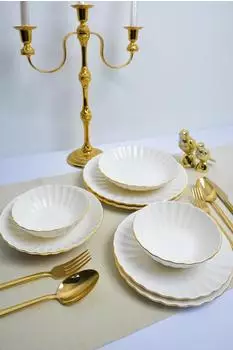 Hermia Concept Derya Kombiservice 24-tlg. 6 Personen Weiß/Gold Porzellan