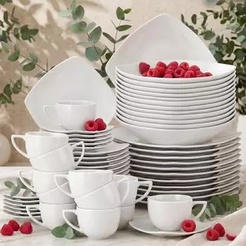 Konsimo Carlina Kaffeeservice 60-tlg. 12 Personen Weiß