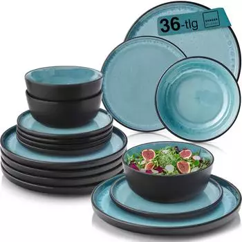 S&auml;nger Tafelservice 36-tlg. Blau Rund