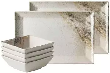 Ritzenhoff & Breker Arezzo Platten- & Schalen-Set, klein, 6-teilig, Steinzeug, braun