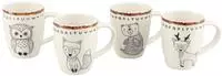 CreaTable Becher "Freunde des Waldes, Becher-Set 4-tlg." Tiermotive, skandinavischer