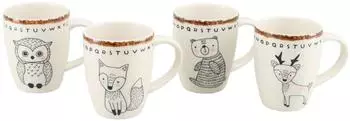 CreaTable Freunde des Waldes Espressotassen-Set, 4-tlg., Steinzeug, bunt (25044)