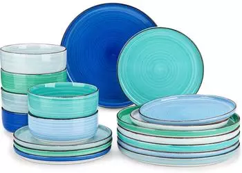 LuxusKollektion Bonita Tafelservice Steinzeug blau, 18-tlg. f&uuml;r 6 Personen
