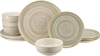 CreaTable Caoba Tellerset 12-tlg., Steingut, sand (17257709-0)