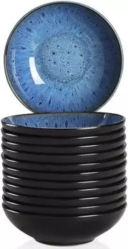 Vancasso Suppenteller-Set 12-teilig, Steinzeug, blau, 950ml